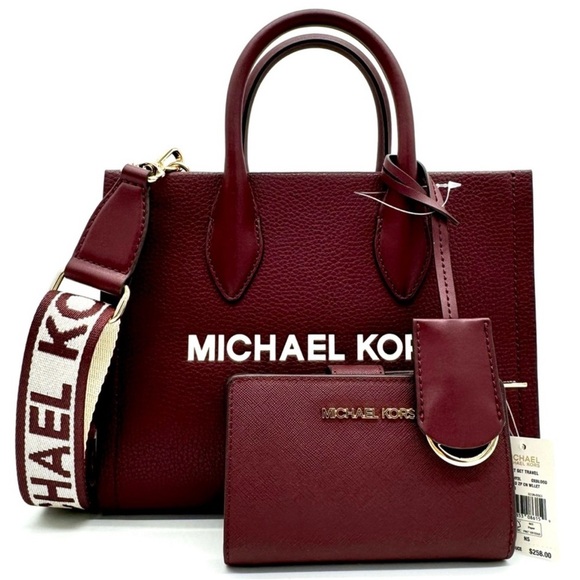 Michael Kors Handbags - Michael Kors Mirella Small Crossbody Bag & Medium Zip Chain Wallet Ox Blood